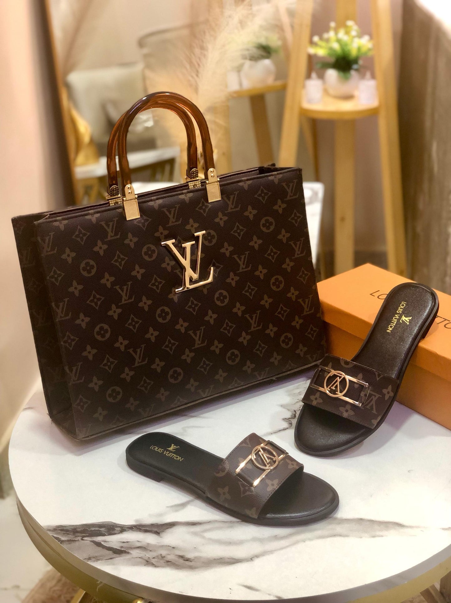Louis Vuitton Slipper & Bag Set