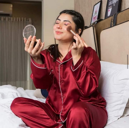 Premium - Silk Pajama Suit ( Maroon )