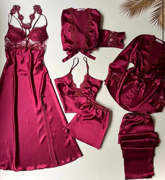 Bridal Silk Nighty 6pc Set