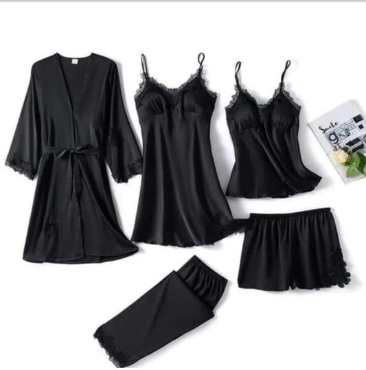 Silk Nighty 5pc Set