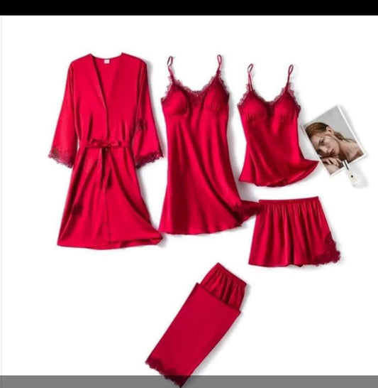 Silk Nighty 5pc Set