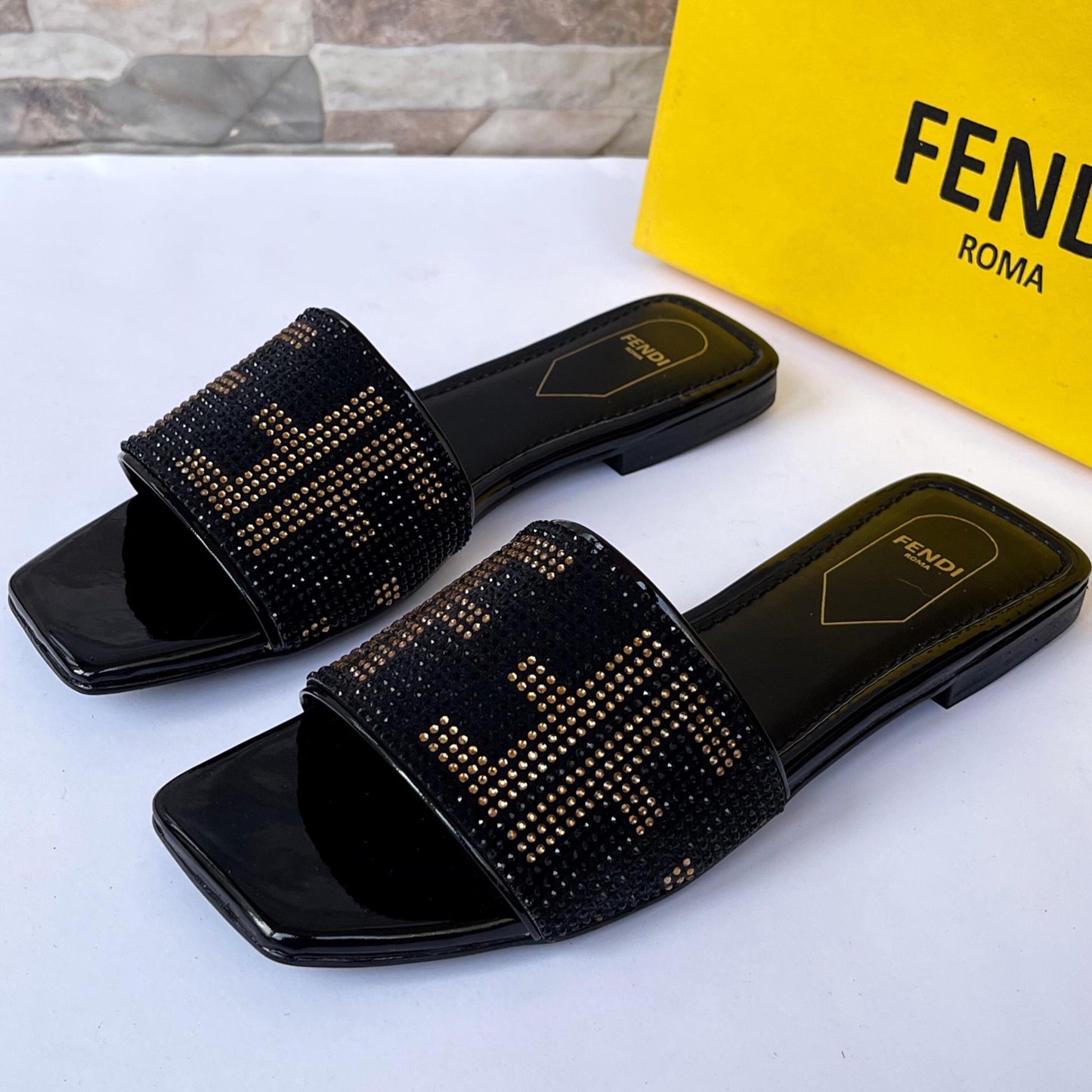 Fendi Stone Slipper
