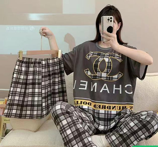 Printed Soft Cotton 3pc Night Suit