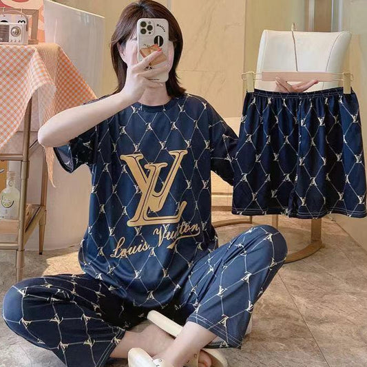 Printed Soft Cotton 3pc Night Suit