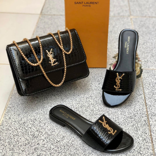 Yves Saint Laurent Slipper & Bag Set