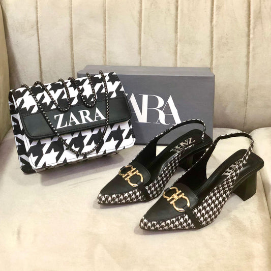 Zara Block Heel & Bag Set
