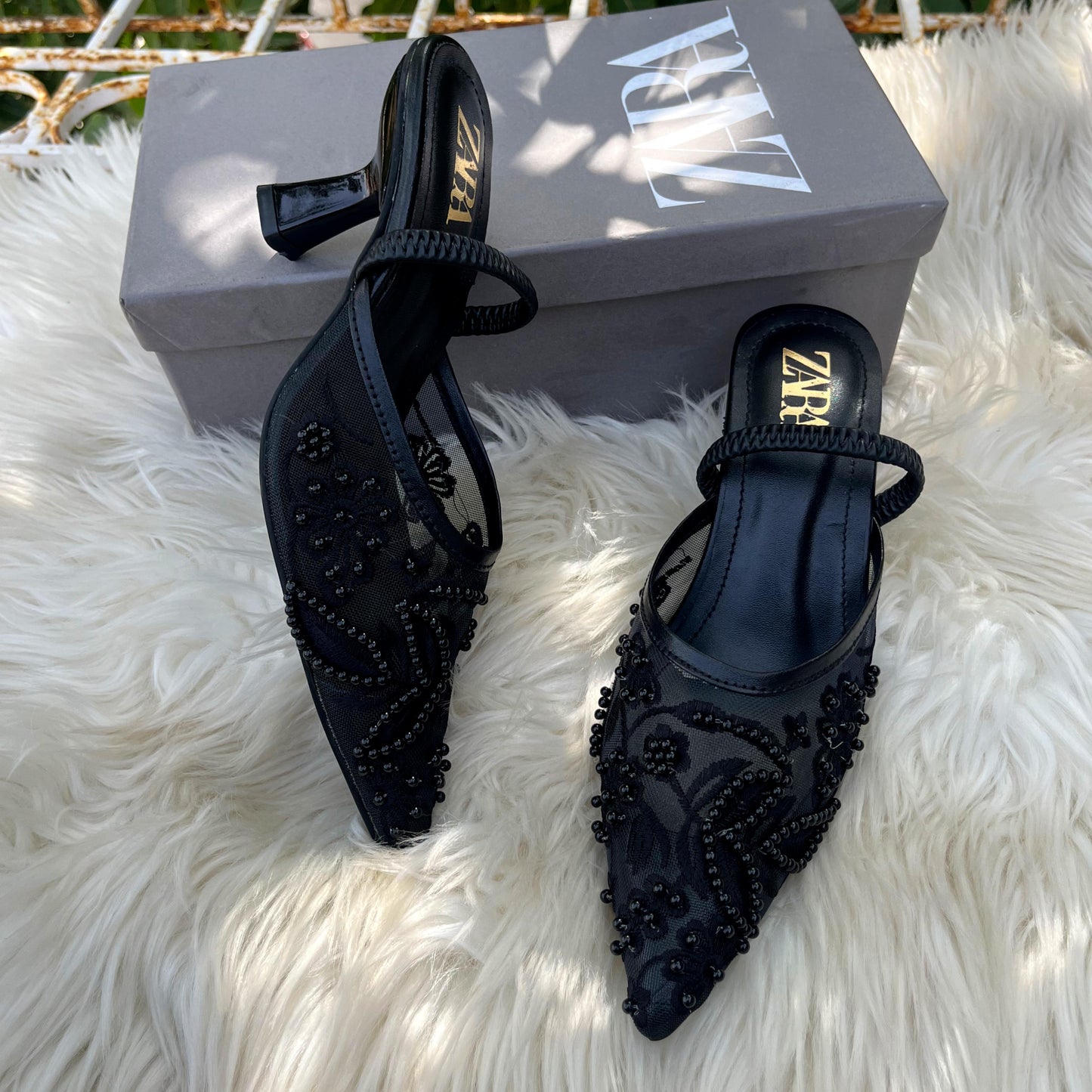 Zara Floral Embroidered Heel