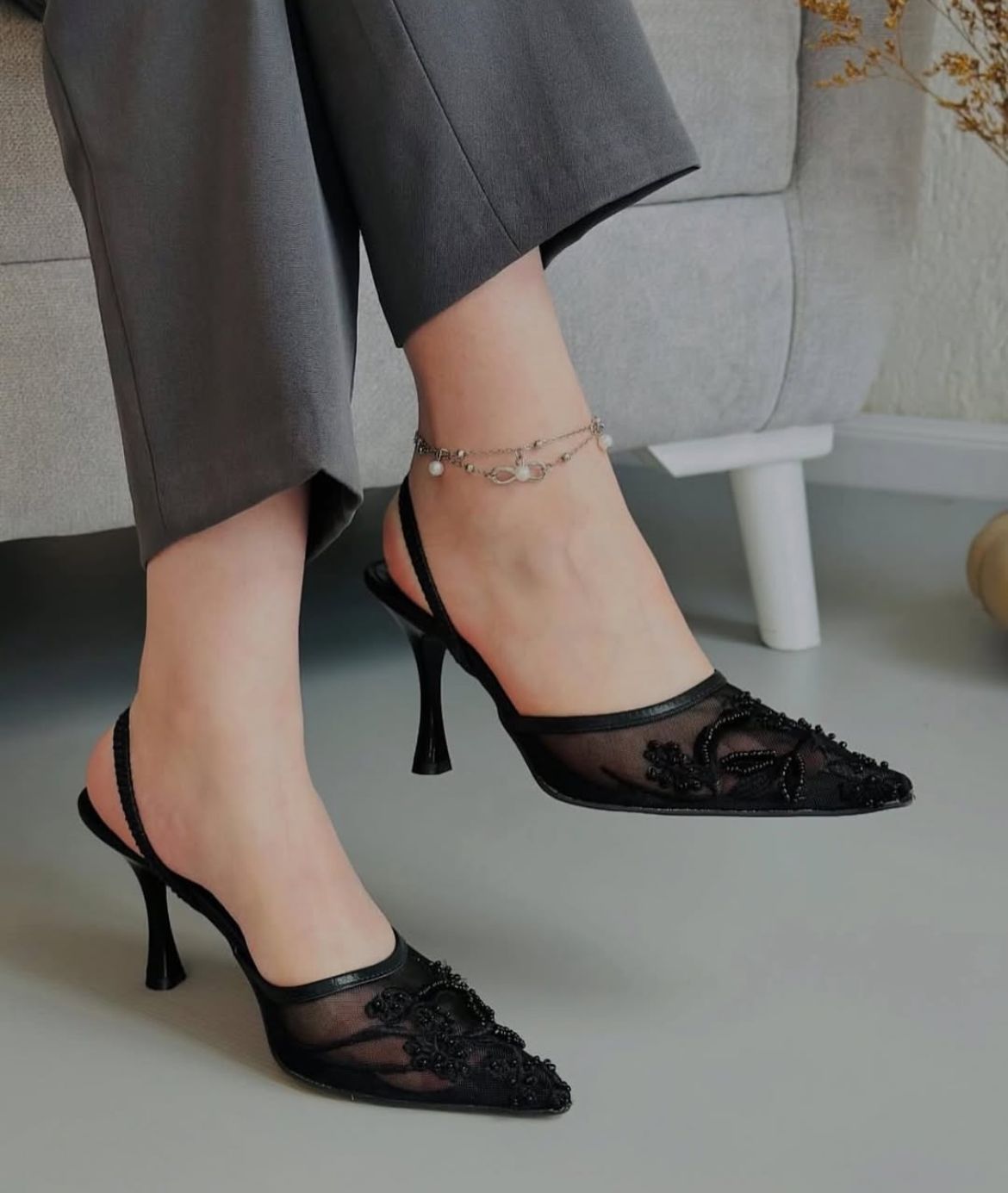 Zara Floral Embroidered Heel