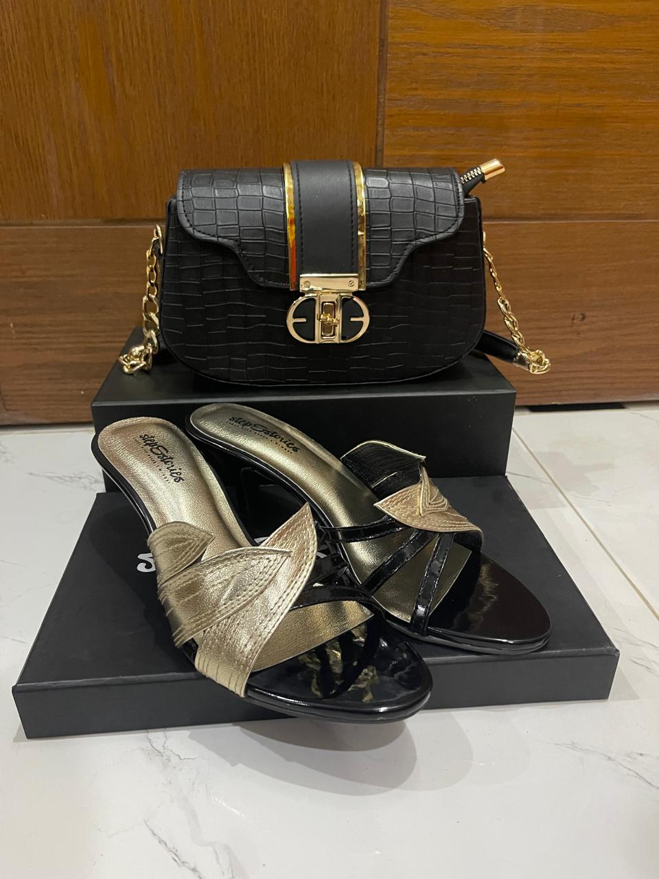 Leaf Crossover Heel & Crossbody Bag Set
