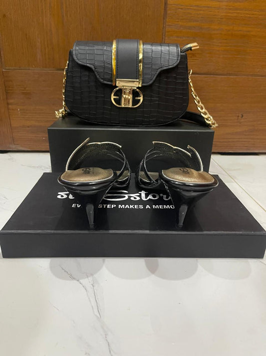 Leaf Crossover Heel & Crossbody Bag Set