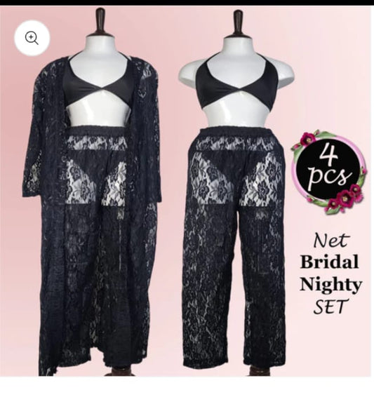 Net Bridal Nighty4 pc Set