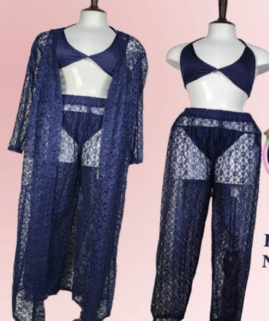 Net Bridal Nighty4 pc Set