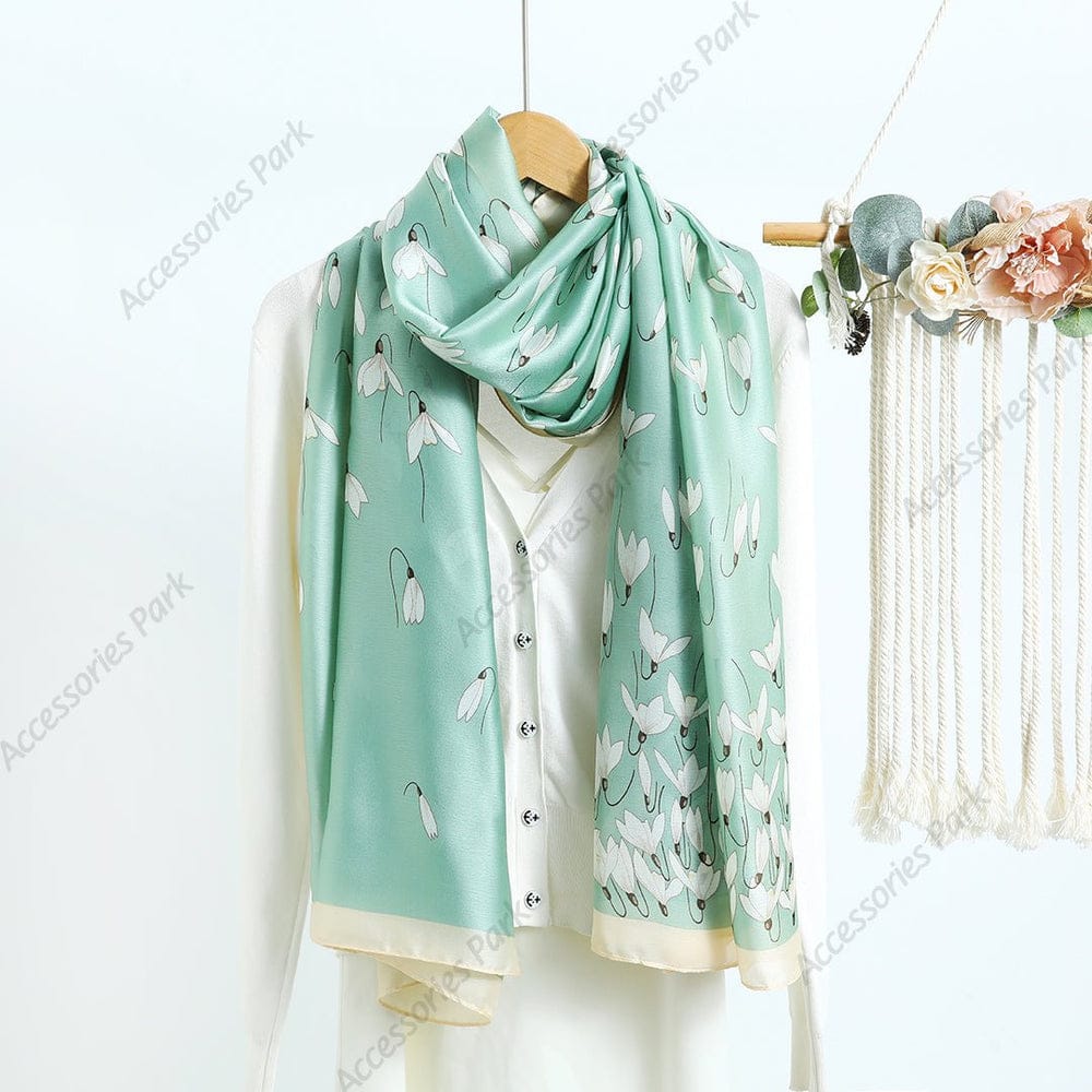 Romantic Peony Garden Satin Scarf in Blush and Onyx
