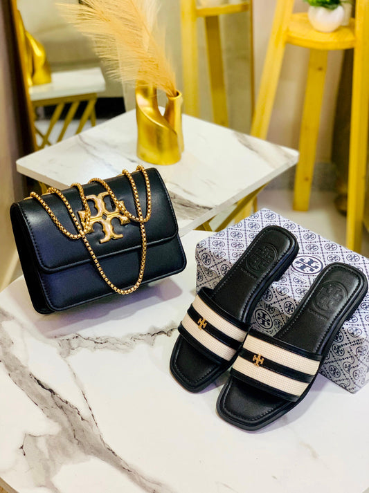 Tory Burch Slipper & Bag Set