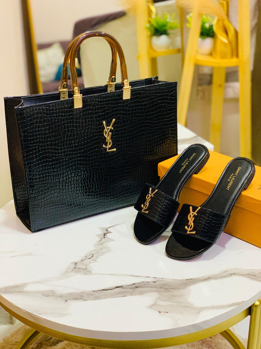 Yves Saint Laurent Slipper & Bag Set