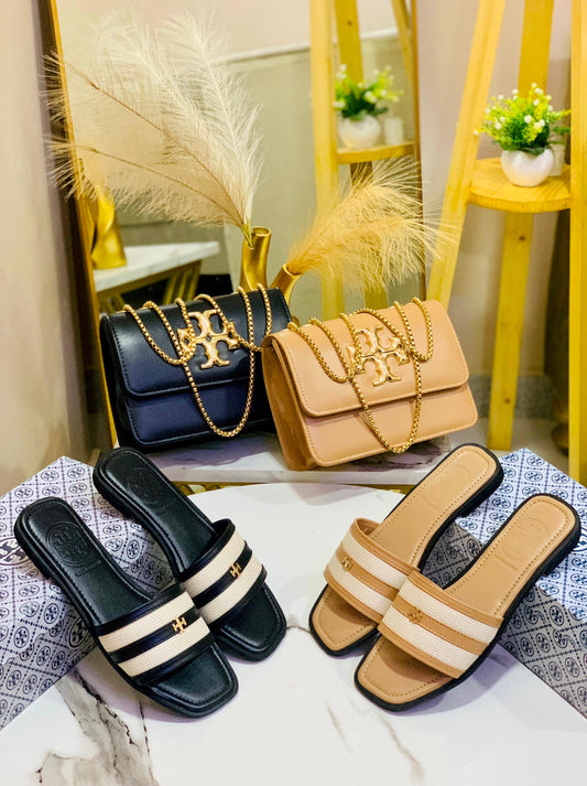 Tory Burch Slipper & Bag Set