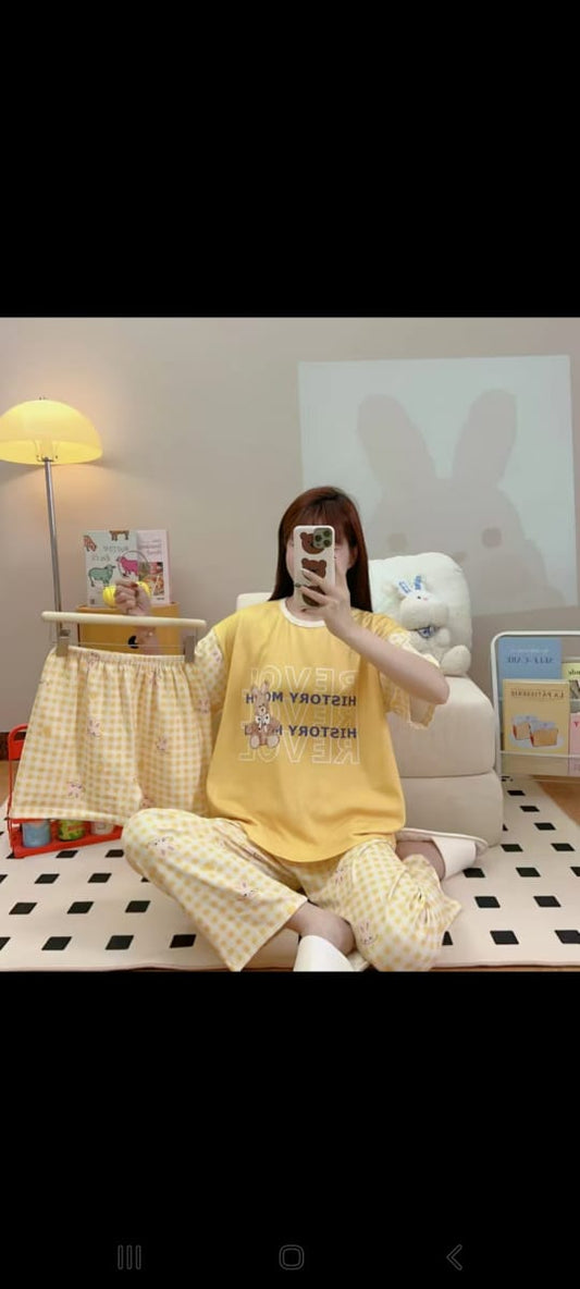 Printed Soft Cotton 3pc Night Suit