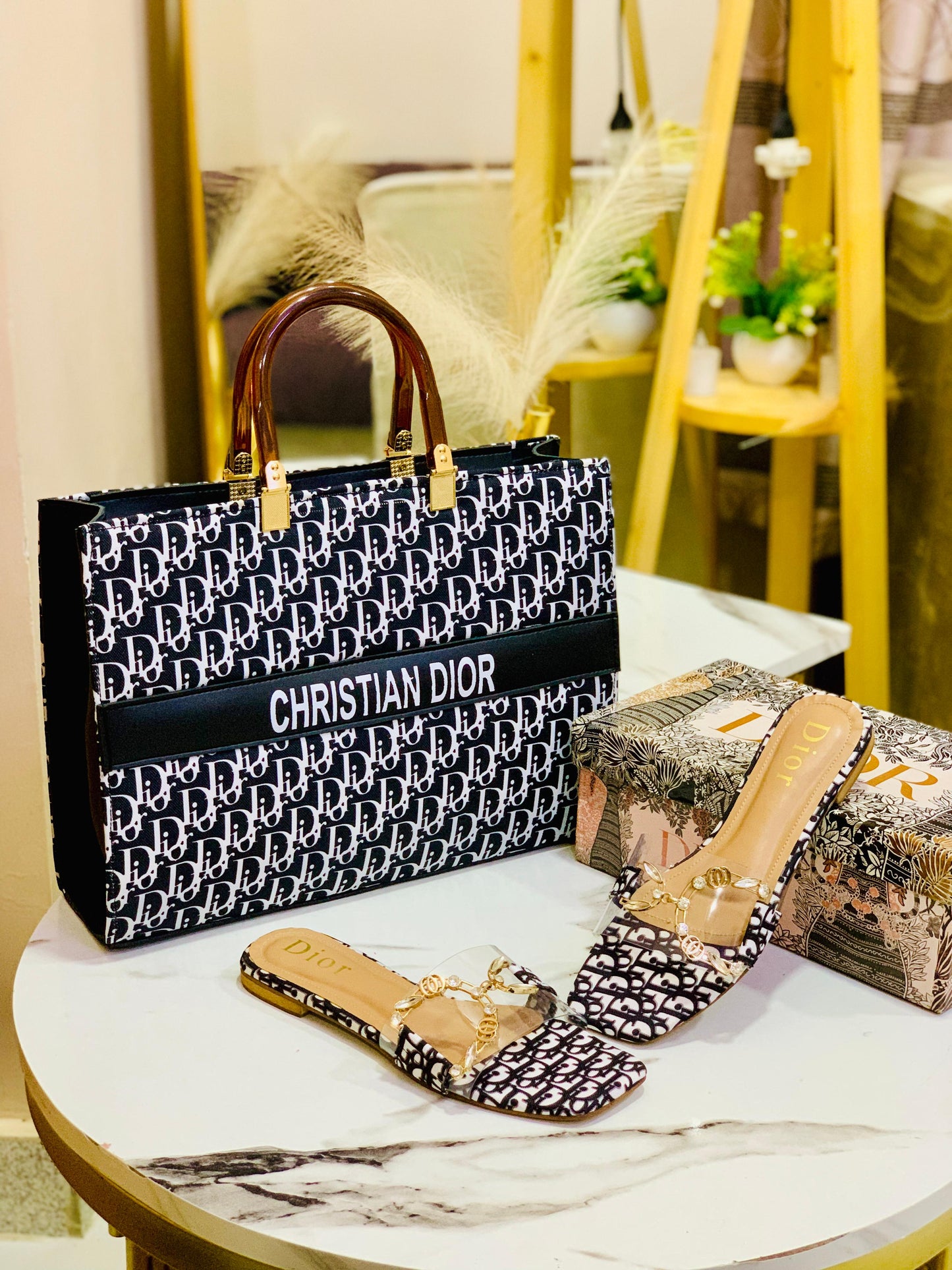 Christian Dior Slipper & Bag Set