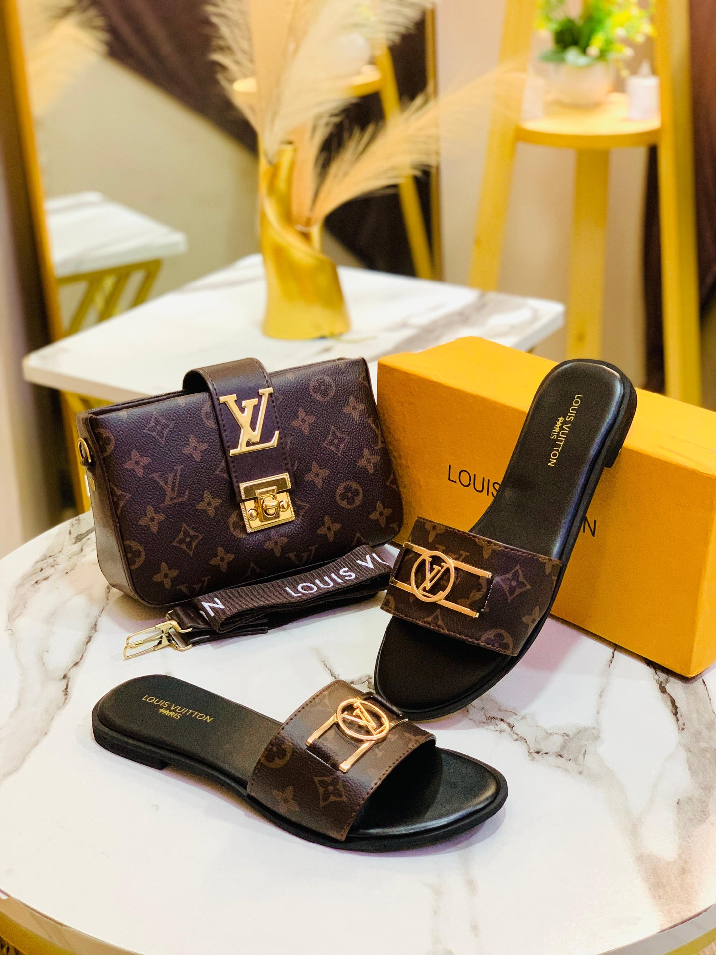 Louis Vuitton Slipper & Bag Set