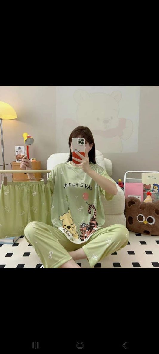 Printed Soft Cotton 3pc Night Suit