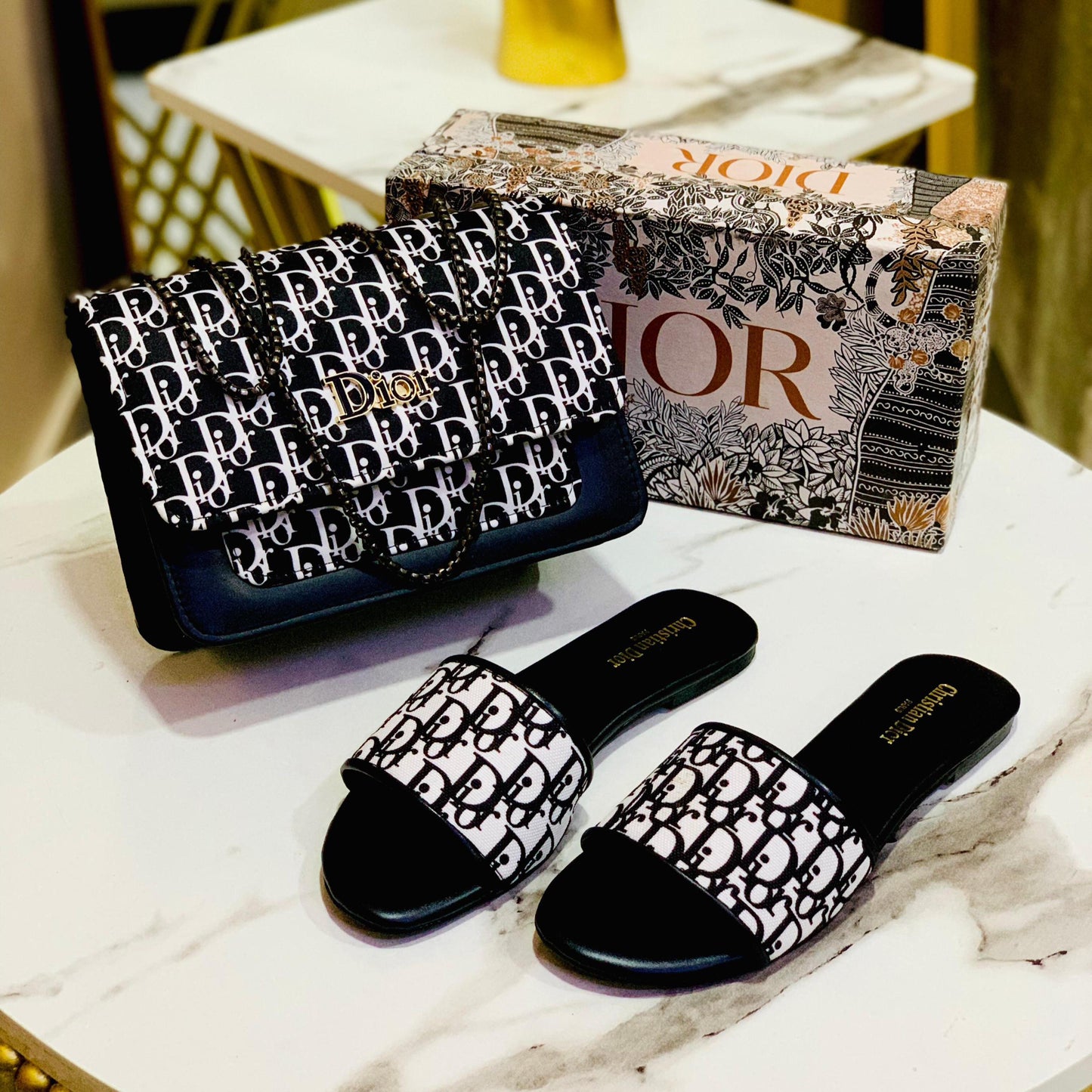 Cristian Dior Slipper & Bag Set