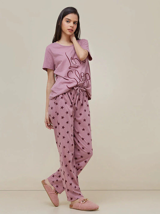 Love Sleep  Printed Pj Suit