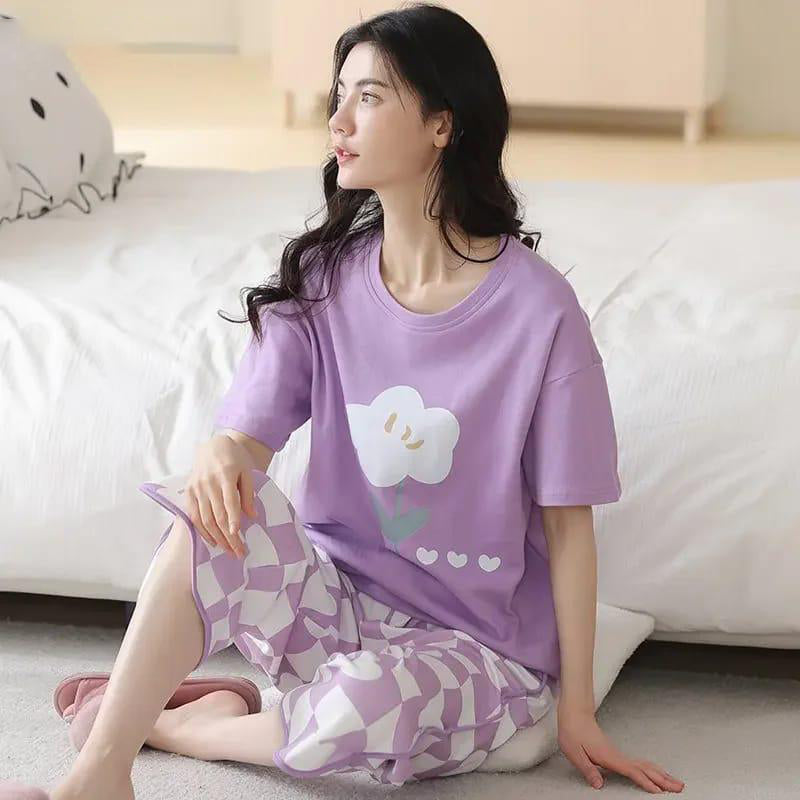 Hearted Printed Pj Suit