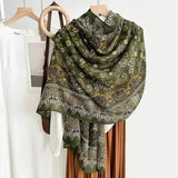 Verdant Olive Paisley Wrap