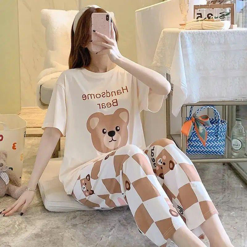 Handsome Bear Printed Pj Suit