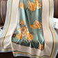 Luxe Labyrinth Monogram Satin Silk Scarf in Sand and Espresso