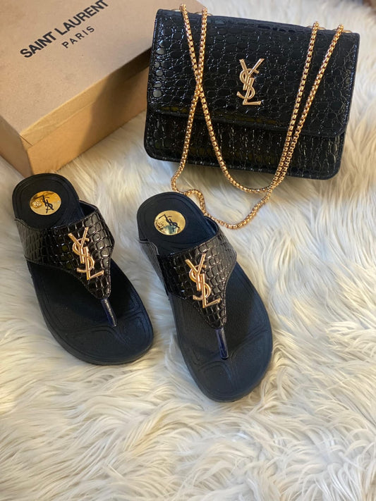 Yves Saint Laurent Slipper & bag Set