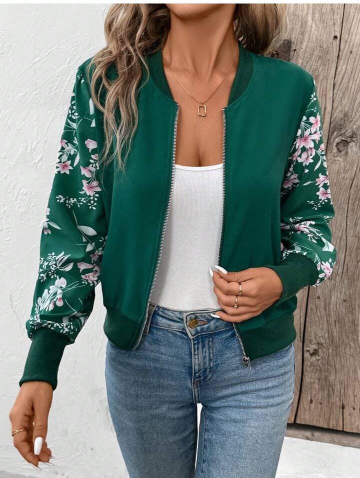 Flower zipper jacket