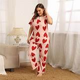 Pink Heart  Printed Pj Suit