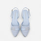 Denim Slingback Kitten Pumps