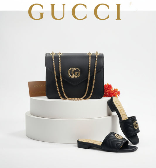 Gucci bag and Slipper