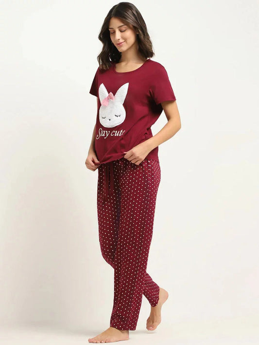 Stay Cute Printed PJ Suit