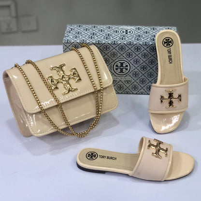 Tory Burch Slipper & Bag Set