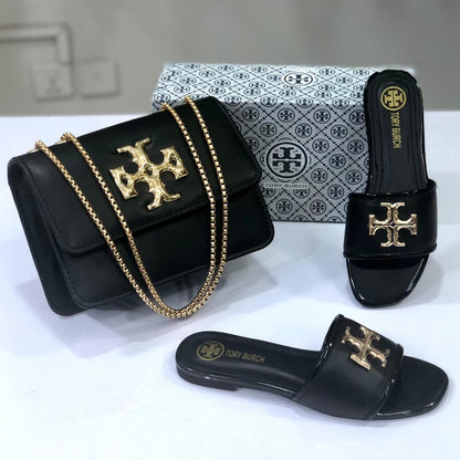 Tory Burch Slipper & Bag Set