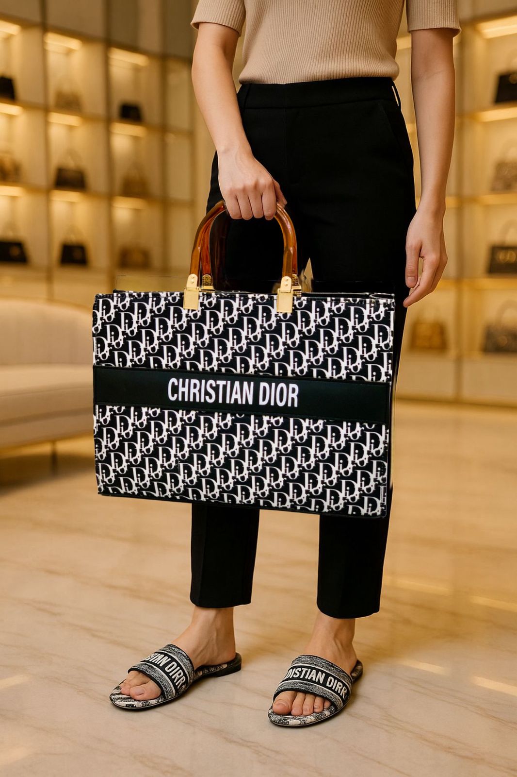 Christian Dior Slipper & Bag Set