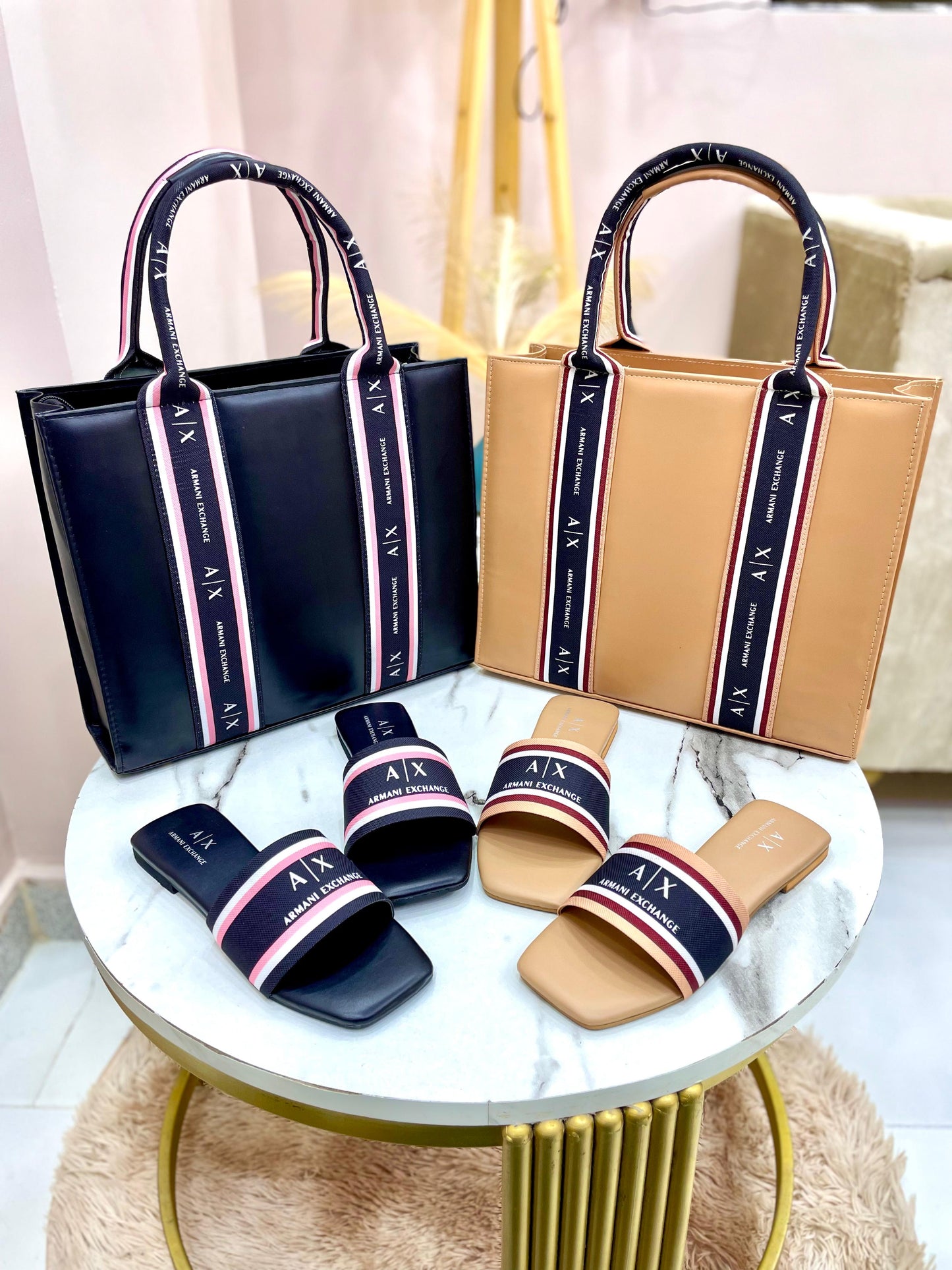 Armani Slipper & Bag Set