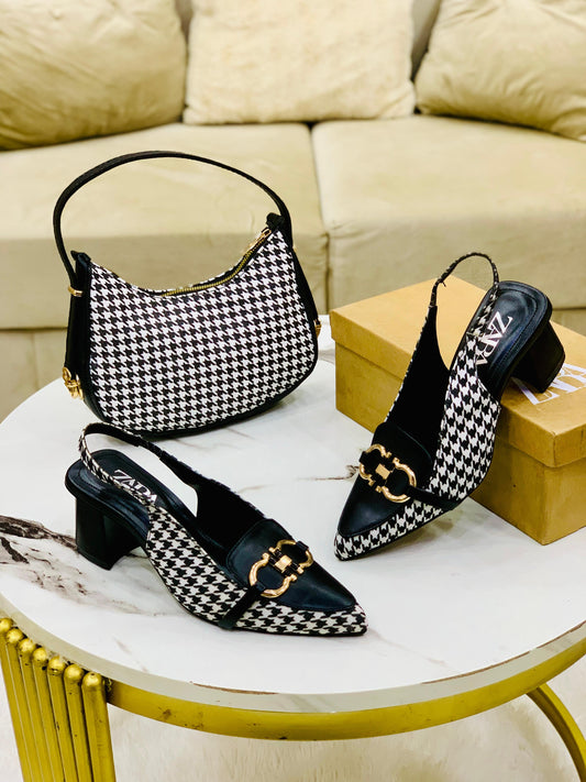 Zara Check Block Heel