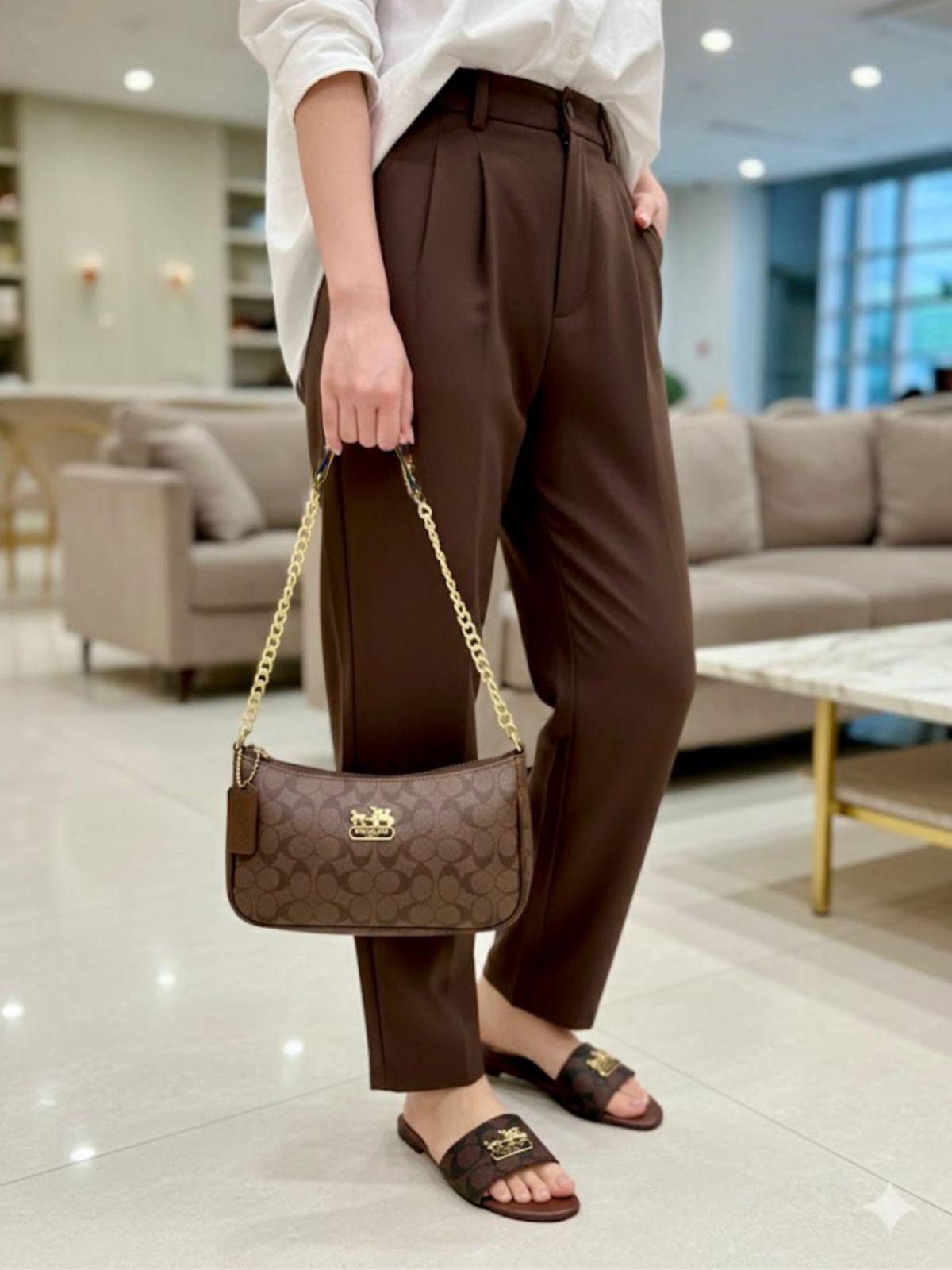 Coach Slipper & Crossbody Bag Set