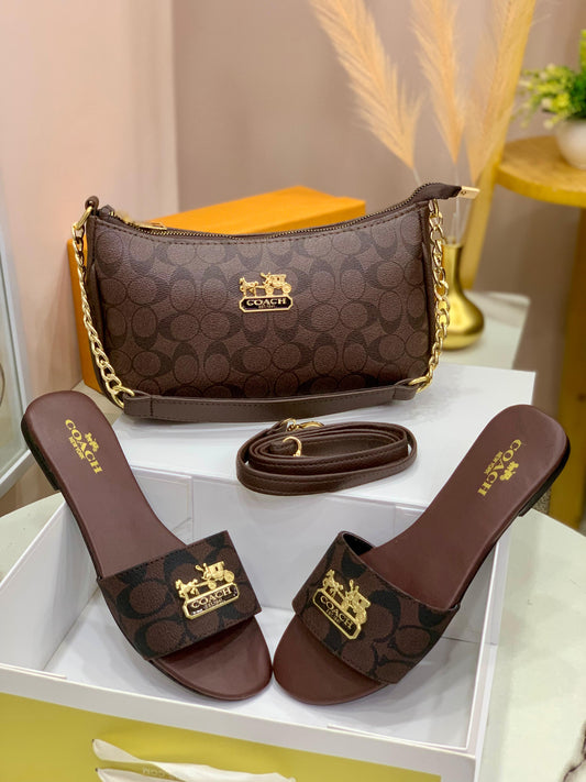 Coach Slipper & Crossbody Bag Set