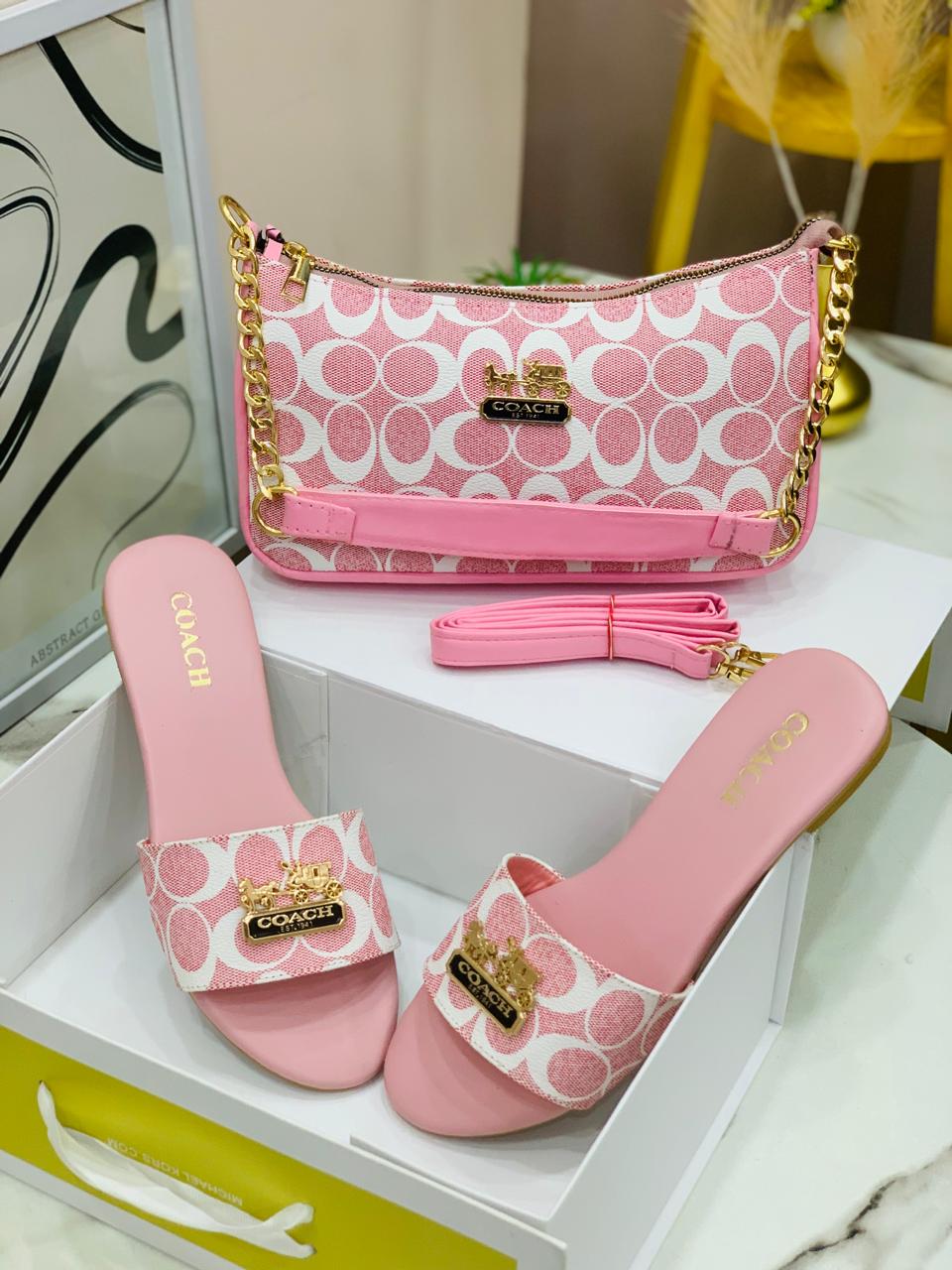 Coach Slipper & Crossbody Bag Set