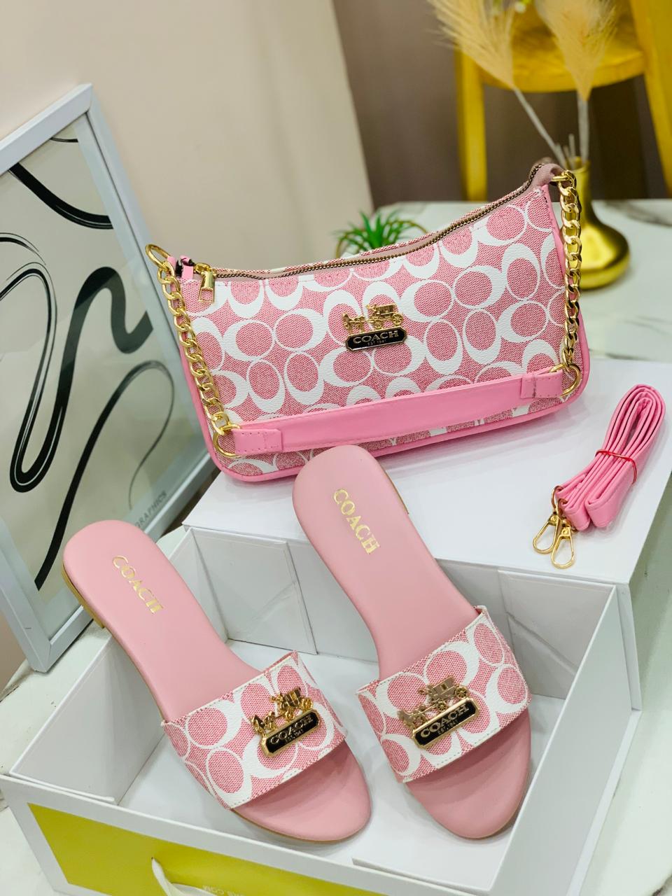 Coach Slipper & Crossbody Bag Set