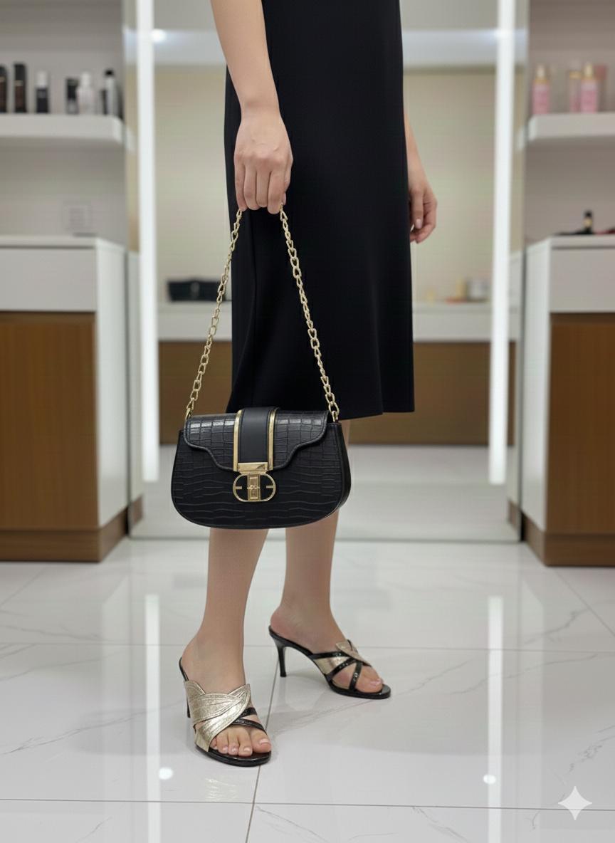 Leaf Crossover Heel & Crossbody Bag Set