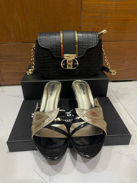 Leaf Crossover Heel & Crossbody Bag Set