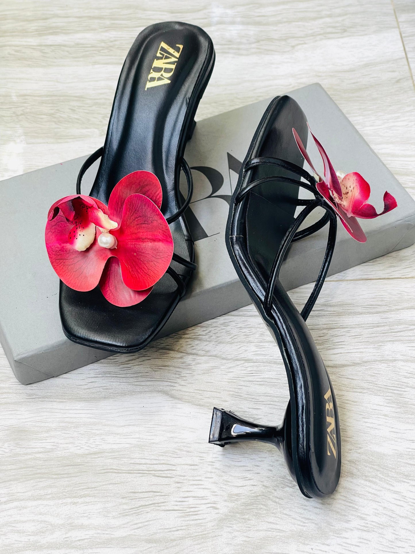 ZARA FLOWER HEELS