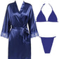 Silk Gown Bikini 3 pc Set