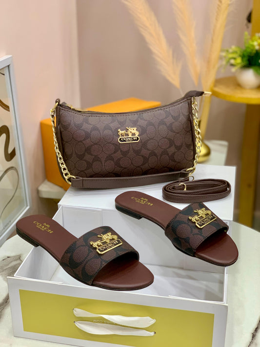 Coach Slipper & Crossbody Bag Set